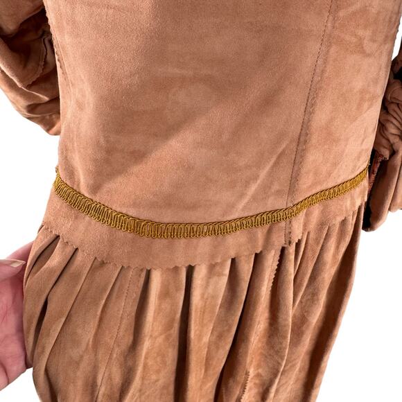 Ulla Johnson Runway Suede Midi Dress Tan Prairie Western Boho Size 0 - Picture 6 of 16